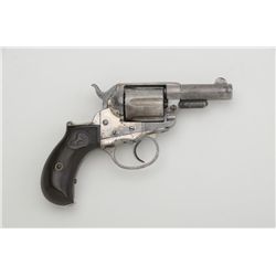 Colt Model 1877 ejectorless DA revolver, .38  cal., 2-1/2” etched panel barrel, nickel  finish, chec