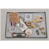 Image 1 : Riker case of misc. British, American and  nazi medals, pins and related materials.    Est.:  $200-$