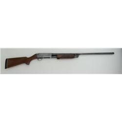 Ithaca Model 37 pump action shotgun, 12  gauge, 28” barrel, blue finish, checkered  wood stocks, #37