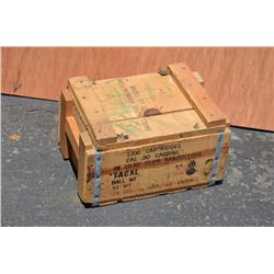 Wooden ammo crate of misc. .30 caliber ammo,  various makers, condition; hundreds of  rounds.   From