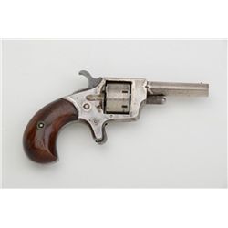 Antique spur trigger revolver marked “Tramps  Terror”, .22 cal., 2-1/4” barrel, nickel  finish, wood