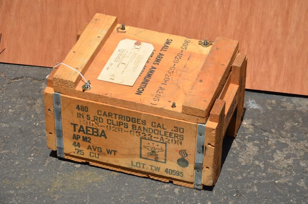Wooden ammo crate of approx. 20 boxes of .4570 ammunition. From an old