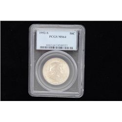 Franklin Half Dollar 1952-S, PCGS MS64 in  case.  Est.:  $35-$70.