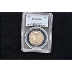 Franklin Half Dollar 1958, PCGS MS66 in case.  Est.:  $40-$80.