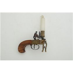 Modern copy of a flintlock tinder lighter  with wax candle in overall very good  condition.  Est.:  