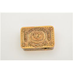 Musical bird box with fancy embossed and  worked brass box showing small hall mark or  maker’s mark,