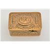 Image 2 : Musical bird box with fancy embossed and  worked brass box showing small hall mark or  maker’s mark,
