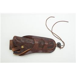 Heiser marked tooled leather holster, Denver,  Colorado, for large revolver, 7-1/2” barrel,  old Mex