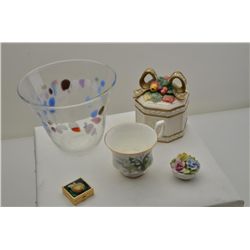 Bonanza collectors lot of 13 misc. items  including a small Limoges ashtray; a Royal  Albert cup and