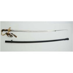 German WW II Officer’s sword with scabbard  and hanger that is missing knot, blade is  fine, mounts 
