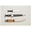 Image 1 : Lot of 3 misc. knives, one miniature nazi  dagger without sheath, one miniature SS  dagger with shea