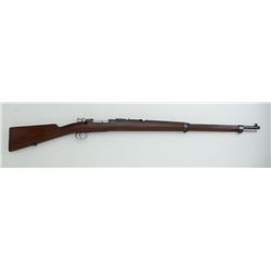 Chilean Mauser Model 1895 bolt action rifle,  7mm cal., 29” barrel, blue finish, wood  stock, #E 992