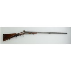 Antique SxS pinfire shotgun, 16 gauge, 31”  damascus barrels, back action locks, double  triggers, c