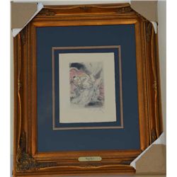 Original etching by Louis Icart entitled   Over Backwards  with authentication by N.  Ister on rever