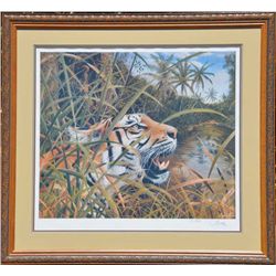 Jorge Rajadell framed print approx. 36” x 38”  overall.  From the estate of Robert E.  Petersen.    