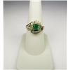 Image 1 : High quality 14 karat yellow gold ladies ring  set with a fern green emerald weighing  approx. 0.80 