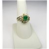 Image 2 : High quality 14 karat yellow gold ladies ring  set with a fern green emerald weighing  approx. 0.80 