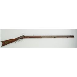 Antique half stocked percussion rifle, .32  cal., unmarked 35-1/2” octagon barrel, double  set trigg