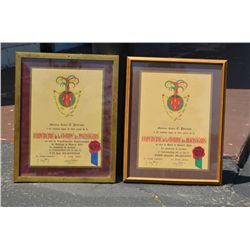 Lot of 2 framed awards to Robert E. Petersen  that hung in his Beverly Hills, CA home  library.  Fro