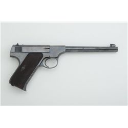 Colt pre-Woodsman semi-auto target pistol,  .22LR cal., 6-1/2” barrel, blue finish,  checkered wood