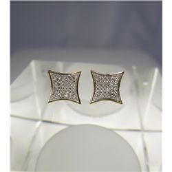 Dazzling 10 karat yellow gold ladies earrings  set with 72 round diamonds weighing approx.  0.50 car