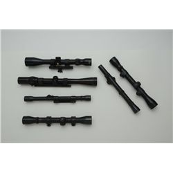 Lot of 6 scopes including a Weaver K4; a  Realist 6X; a Weaver J4; a Tasco 3X-9X40; a  Weaver K4 and