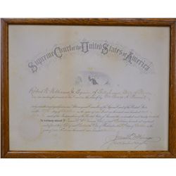 Document dated 27th day of Oct. 1902 from the  Supreme Court of the United States  appointing “Rober