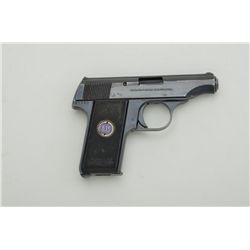 Walther Model 8 semi-auto pistol, 6.35mm  cal., 3” barrel, blue finish, checkered hard  rubber grips