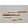 Image 3 : Lot of 2 carved temple daggers, one approx.  17” overall, the other approx. 12” overall;  the larger