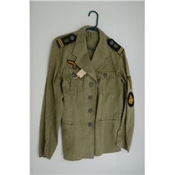 Lot of 2 German Naval jackets; one a Tropical  4-pocket tunic, the other a blue Peacoat,  both in go