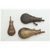 Image 2 : Lot of 10 flasks; 4 rough shotgun flasks and  1 repaired flask along with 4 reproduction  flasks and