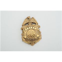 Fire Chief’s Badge, Dixon, F.D. in very good  condition by G. Adams Co., St. Louis, MO.;  note on ba
