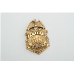 Fire Chief’s Badge, Dixon, F.D. in very good  condition by G. Adams Co., St. Louis, MO.;  note on ba