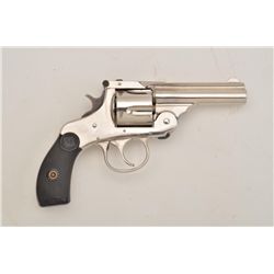 Iver Johnson DA revolver, .38 cal., nickel  finish, checkered hard rubber grips, #NVSN in  minty con