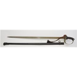 Imperial era German Officer’s sword and metal  scabbard (19th century) with leather hanger  and knot