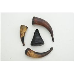 Lot of 4 small powder horns.   Est.:   $100-$200.