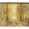 Image 3 : Framed oil on canvas painting of two little  girls walking in the woods signed Polek,  nicely accomp