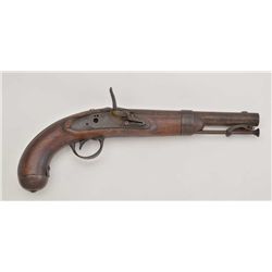 U.S. flintlock single shot pistol by Milbury,  .54 cal., 8-1/2” barrel, wood stock, swivel  iron ram