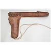 Image 1 : Great old tooled leather holster and  cartridge belt, unmarked, for a SAA 5-1/2”  barrel, in well-wo