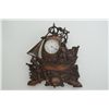 Image 1 : Cast bronze rendition of Columbus and the  Santa Maria sailing ship with clock, approx.  12” in heig