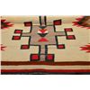 Image 1 : Colorful woven Mexican Indian style rug  approx. 39” x 64” overall, some minor  staining; small hole