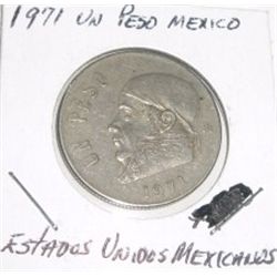 1971 MEXICO UN PESO COIN *NICE ESTADOS UNIDOS MEXICANOS COIN*!! COIN CAME OUT OF SAFE BOX!!