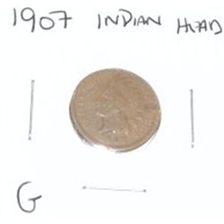 1907 INDIAN HEAD PENNY *NICE EARLY GOOD GRADE PENNY*!! COIN CAME OUT OF SAFE BOX!!
