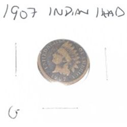 1907 INDIAN HEAD PENNY *NICE EARLY GOOD GRADE PENNY*!! COIN CAME OUT OF SAFE BOX!!