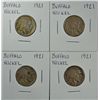 Image 1 : 4-1921 BUFFALO NICKELS "GRADING SET" (GOOD,VG,FINE,VF)