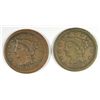 Image 1 : 1851 (OFF STRUCK) VF & 1853 VF LARGE CENTS