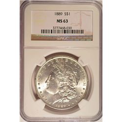 1889 MORGAN DOLLAR NGC MS63