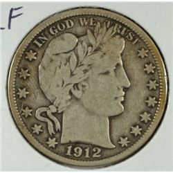 1912 BARBER HALF DOLLAR F/VF