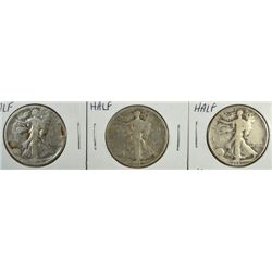 3-1919 WALKING LIBERTY HALF DOLLARS "GRADING SET" (AG,GOOD,VG)