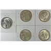 Image 2 : 5 BU 1941 WALKING LIBERTY HALF DOLLARS MS63+